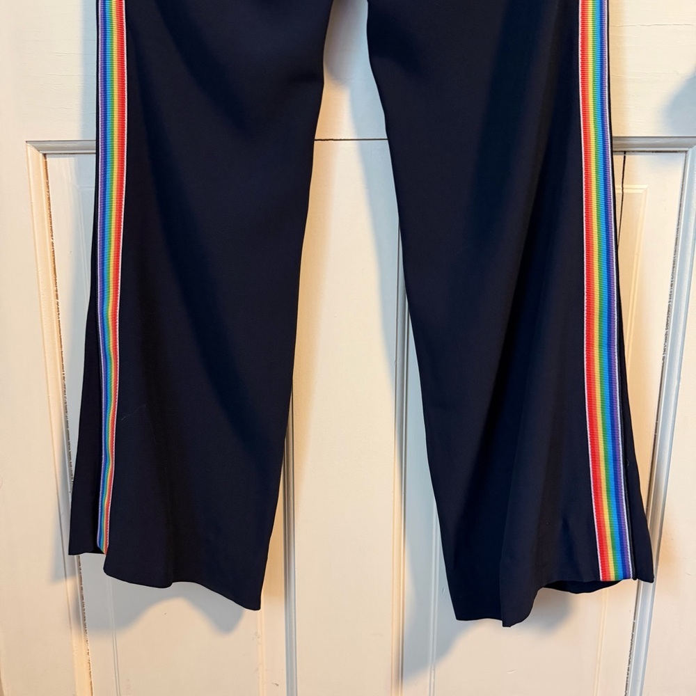 La Ligne Le Tuxedo Pant with Rainbow Stripe 0 Navy Blue Flare Sporty Pride - Picture 6 of 11